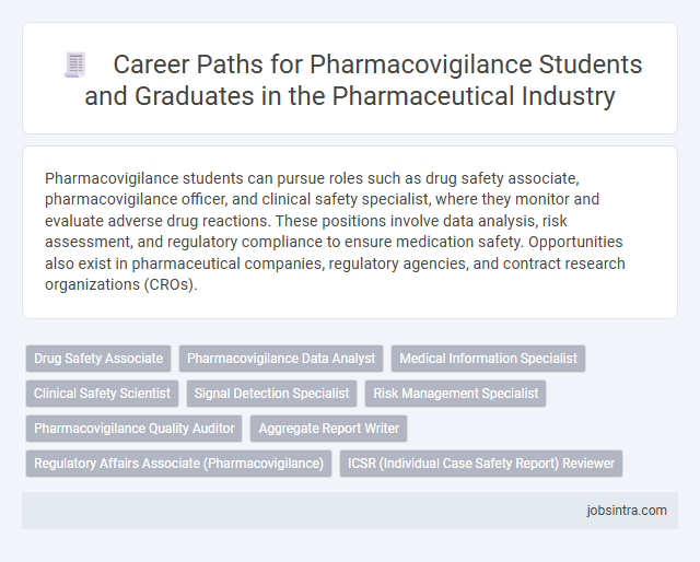 Career Paths for Pharmacovigilance Students and Graduates in the Pharmaceutical Industry