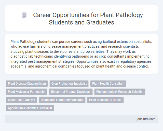 Career Opportunities for Plant Pathology Students and Graduates
