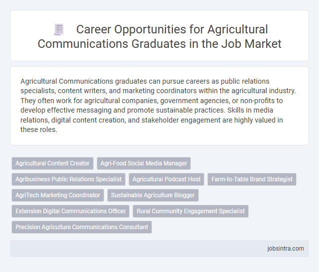 Career Opportunities for Agricultural Communications Graduates in the Job Market
