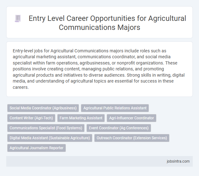 Entry Level Career Opportunities for Agricultural Communications Majors