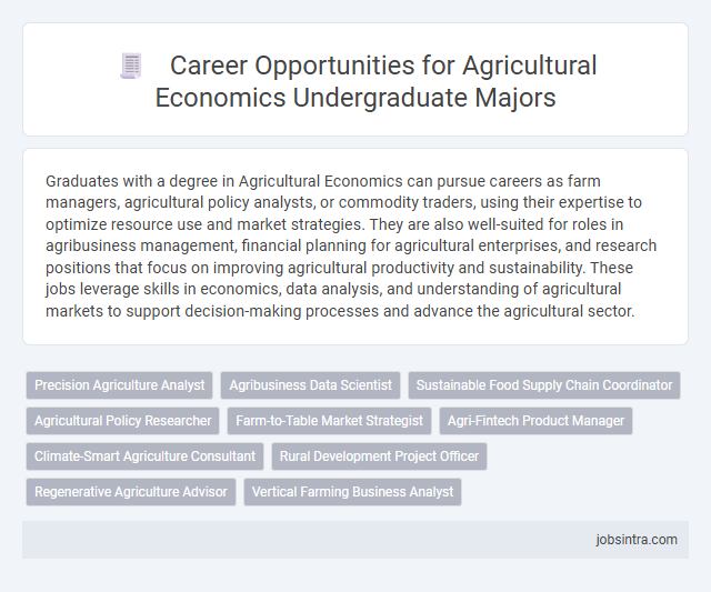 Career Opportunities for Agricultural Economics Undergraduate Majors