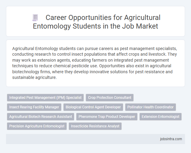 Career Opportunities for Agricultural Entomology Students in the Job Market