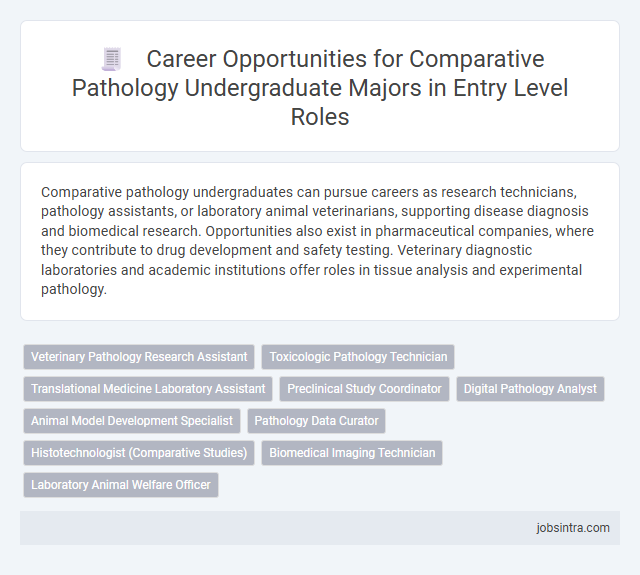 Career Opportunities for Comparative Pathology Undergraduate Majors in Entry Level Roles