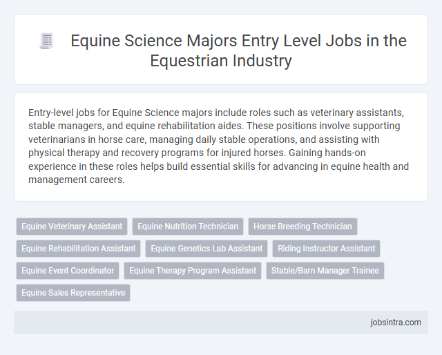 Equine Science Majors Entry Level Jobs in the Equestrian Industry