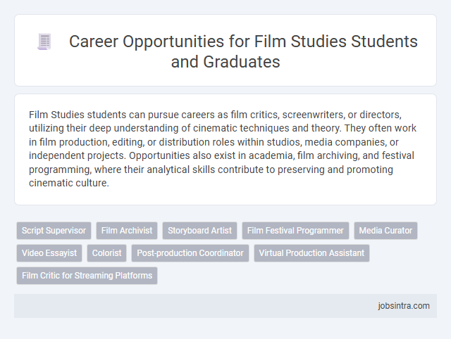Career Opportunities for Film Studies Students and Graduates