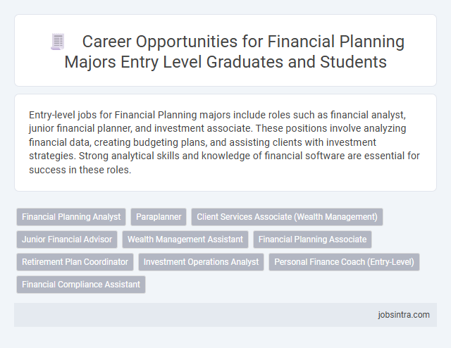 Career Opportunities for Financial Planning Majors Entry Level Graduates and Students