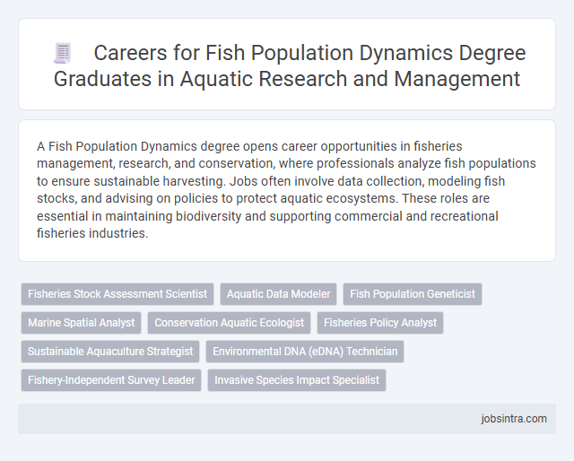 Careers for Fish Population Dynamics Degree Graduates in Aquatic Research and Management