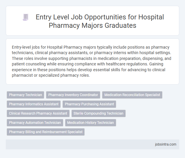 Entry Level Job Opportunities for Hospital Pharmacy Majors Graduates