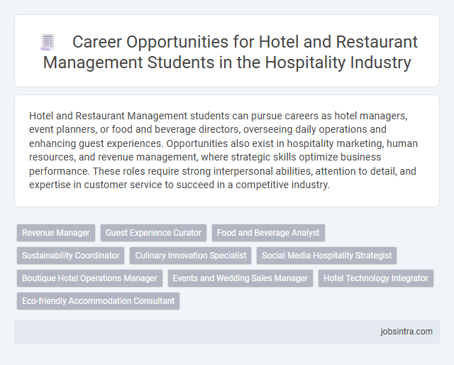 Career Opportunities for Hotel and Restaurant Management Students in the Hospitality Industry