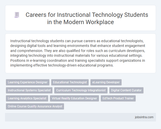 Careers for Instructional Technology Students in the Modern Workplace