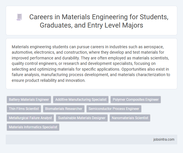 Careers in Materials Engineering for Students, Graduates, and Entry Level Majors