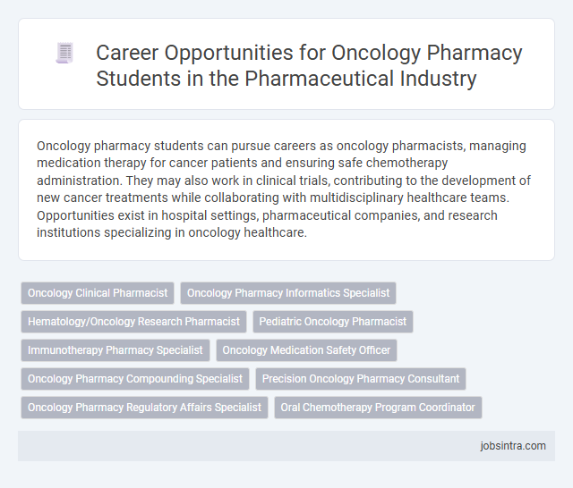 Career Opportunities for Oncology Pharmacy Students in the Pharmaceutical Industry