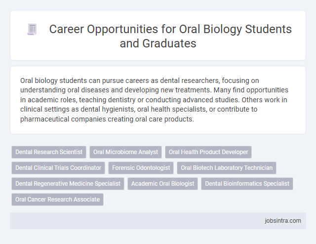Career Opportunities for Oral Biology Students and Graduates
