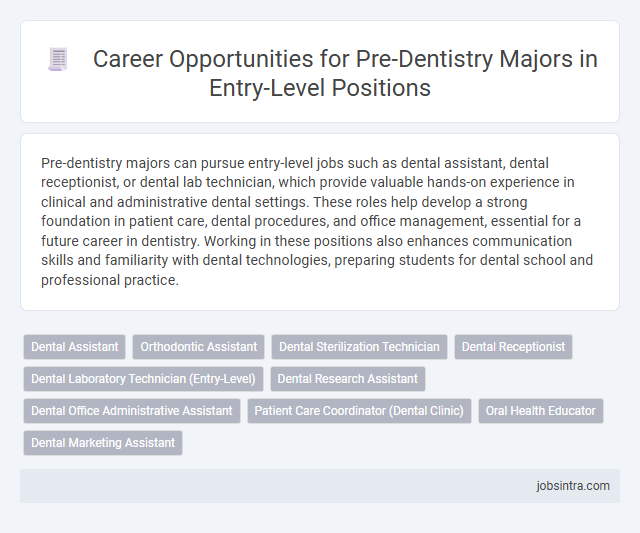 Career Opportunities for Pre-Dentistry Majors in Entry-Level Positions