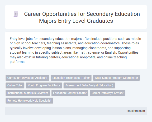 Career Opportunities for Secondary Education Majors Entry Level Graduates
