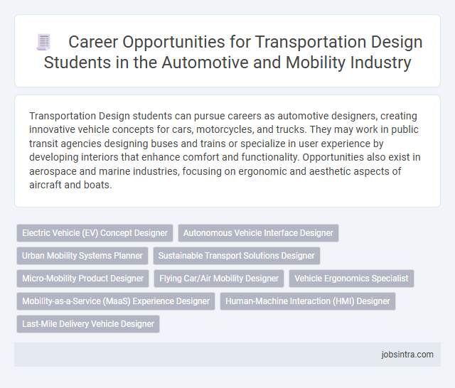 Career Opportunities for Transportation Design Students in the Automotive and Mobility Industry