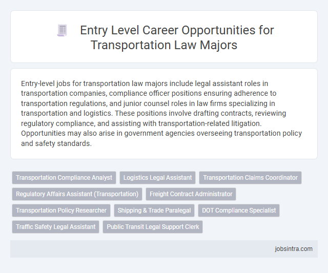 Entry Level Career Opportunities for Transportation Law Majors