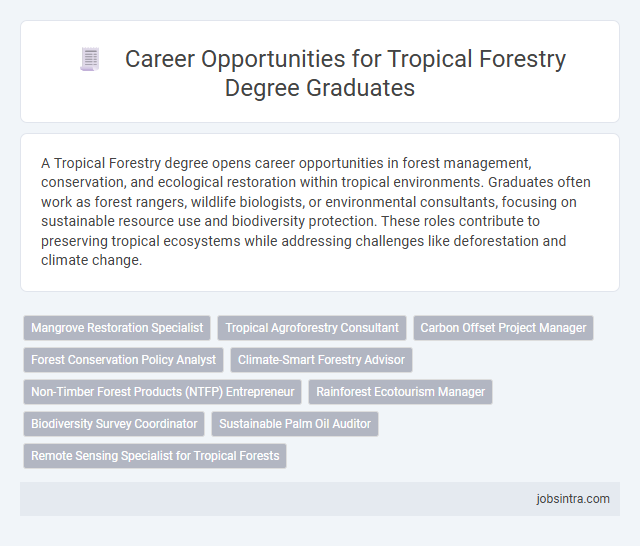 Career Opportunities for Tropical Forestry Degree Graduates
