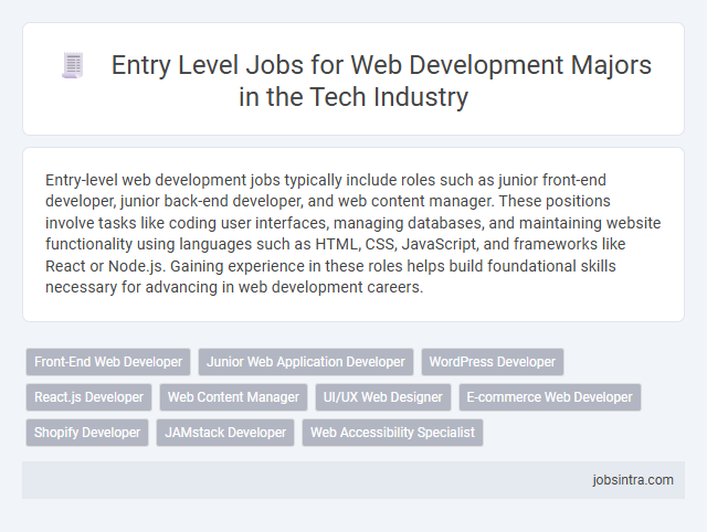 Entry Level Jobs for Web Development Majors in the Tech Industry