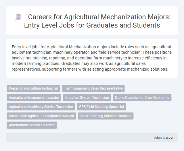 Careers for Agricultural Mechanization Majors: Entry Level Jobs for Graduates and Students