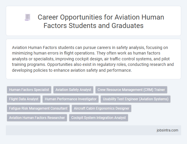 Career Opportunities for Aviation Human Factors Students and Graduates