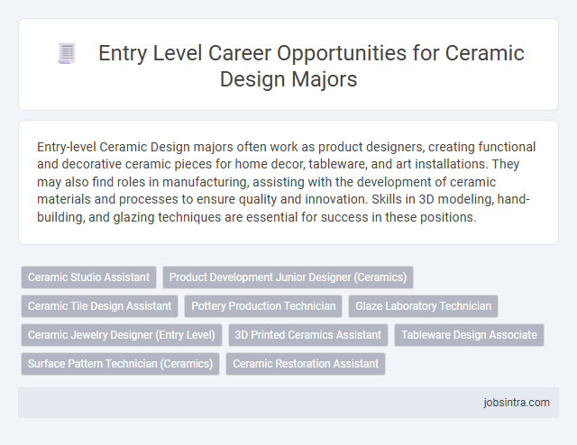 Entry Level Career Opportunities for Ceramic Design Majors