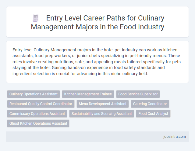 Entry Level Career Paths for Culinary Management Majors in the Food Industry