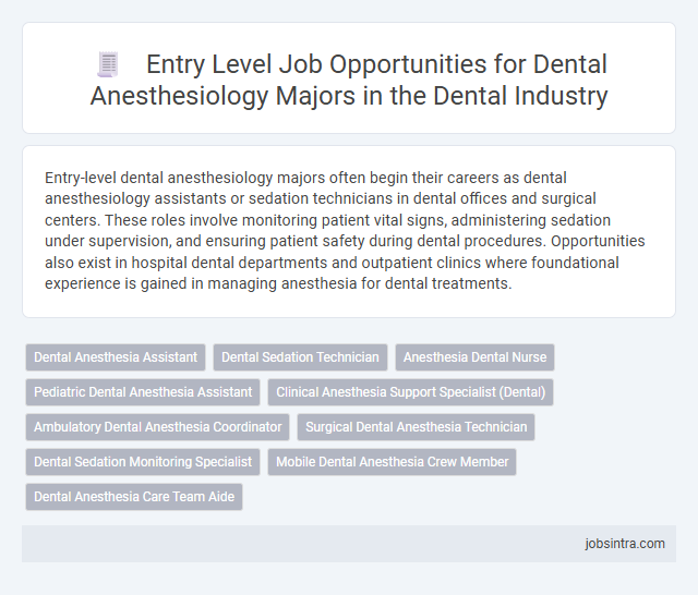 Entry Level Job Opportunities for Dental Anesthesiology Majors in the Dental Industry