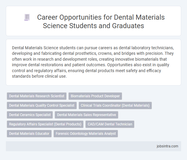 Career Opportunities for Dental Materials Science Students and Graduates