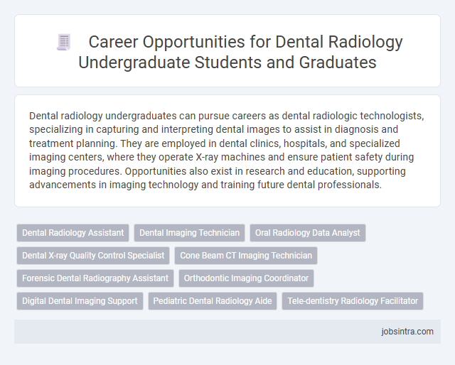 Career Opportunities for Dental Radiology Undergraduate Students and Graduates