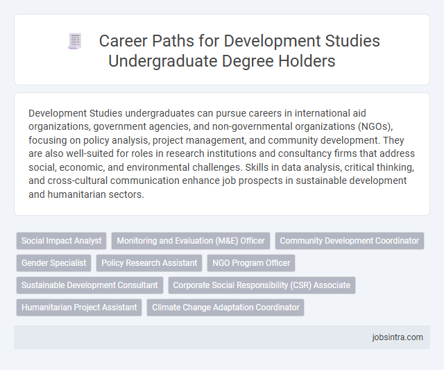 Career Paths for Development Studies Undergraduate Degree Holders