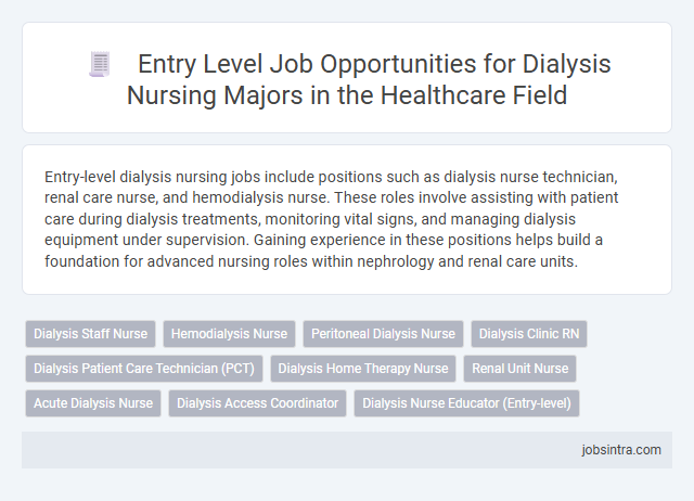 Entry Level Job Opportunities for Dialysis Nursing Majors in the Healthcare Field