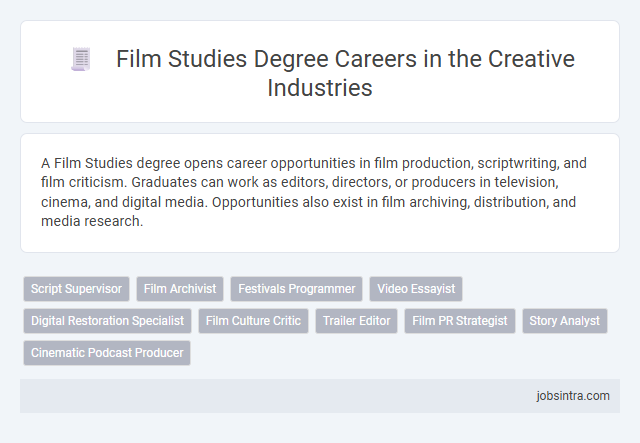 Film Studies Degree Careers in the Creative Industries