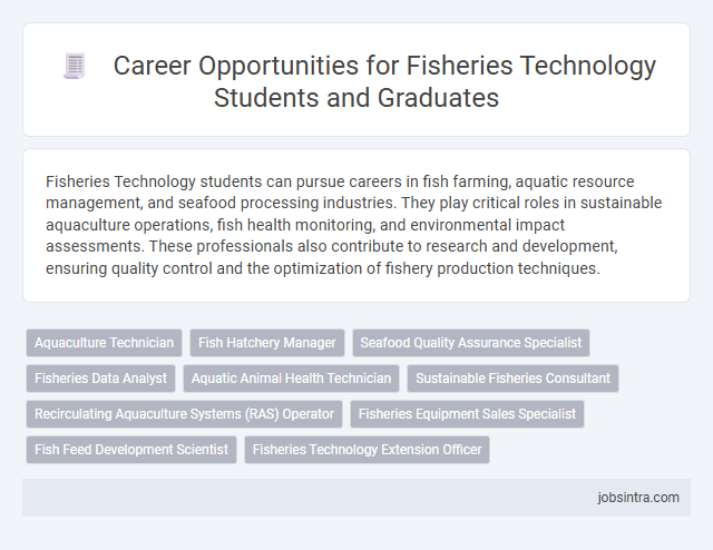 Career Opportunities for Fisheries Technology Students and Graduates