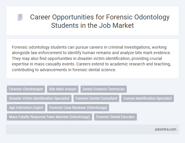 Career Opportunities for Forensic Odontology Students in the Job Market