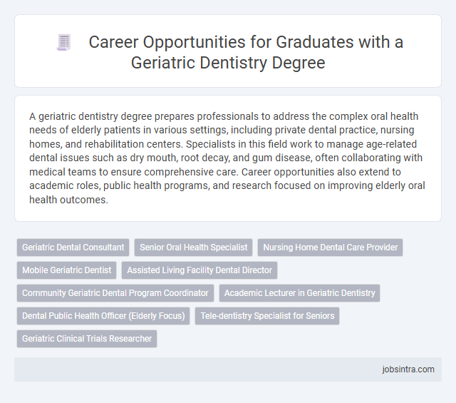Career Opportunities for Graduates with a Geriatric Dentistry Degree