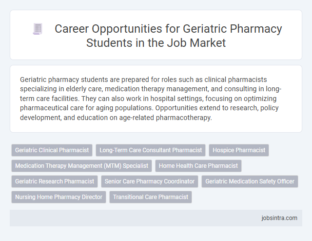 Career Opportunities for Geriatric Pharmacy Students in the Job Market