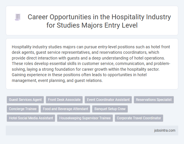 Career Opportunities in the Hospitality Industry for Studies Majors Entry Level