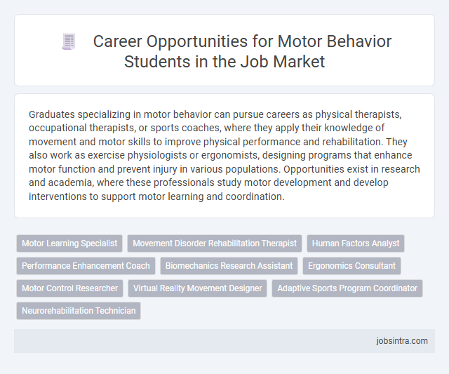 Career Opportunities for Motor Behavior Students in the Job Market