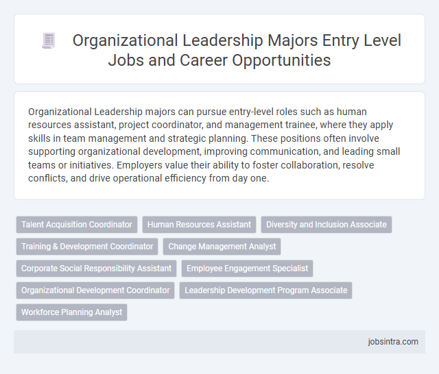 Organizational Leadership Majors Entry Level Jobs and Career Opportunities