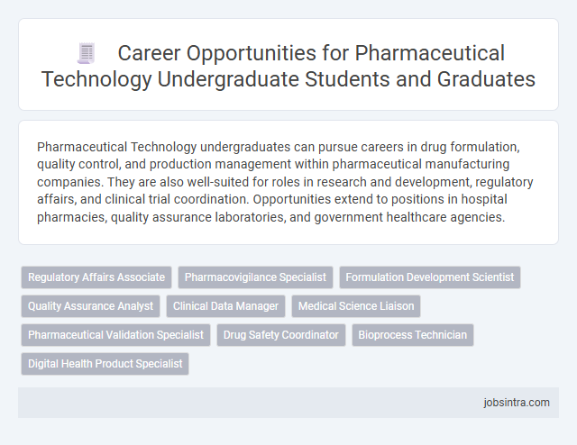 Career Opportunities for Pharmaceutical Technology Undergraduate Students and Graduates