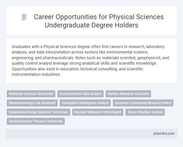 Career Opportunities for Physical Sciences Undergraduate Degree Holders