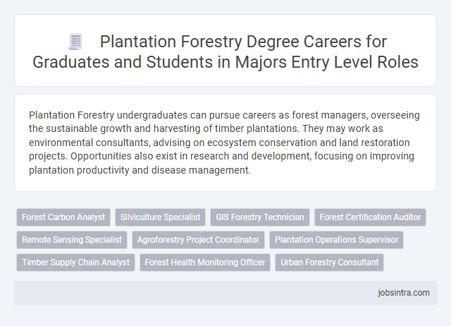 Plantation Forestry Degree Careers for Graduates and Students in Majors Entry Level Roles