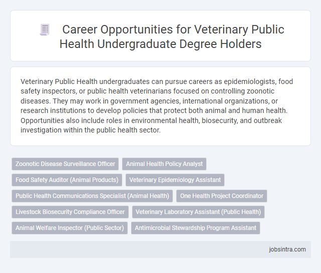 Career Opportunities for Veterinary Public Health Undergraduate Degree Holders